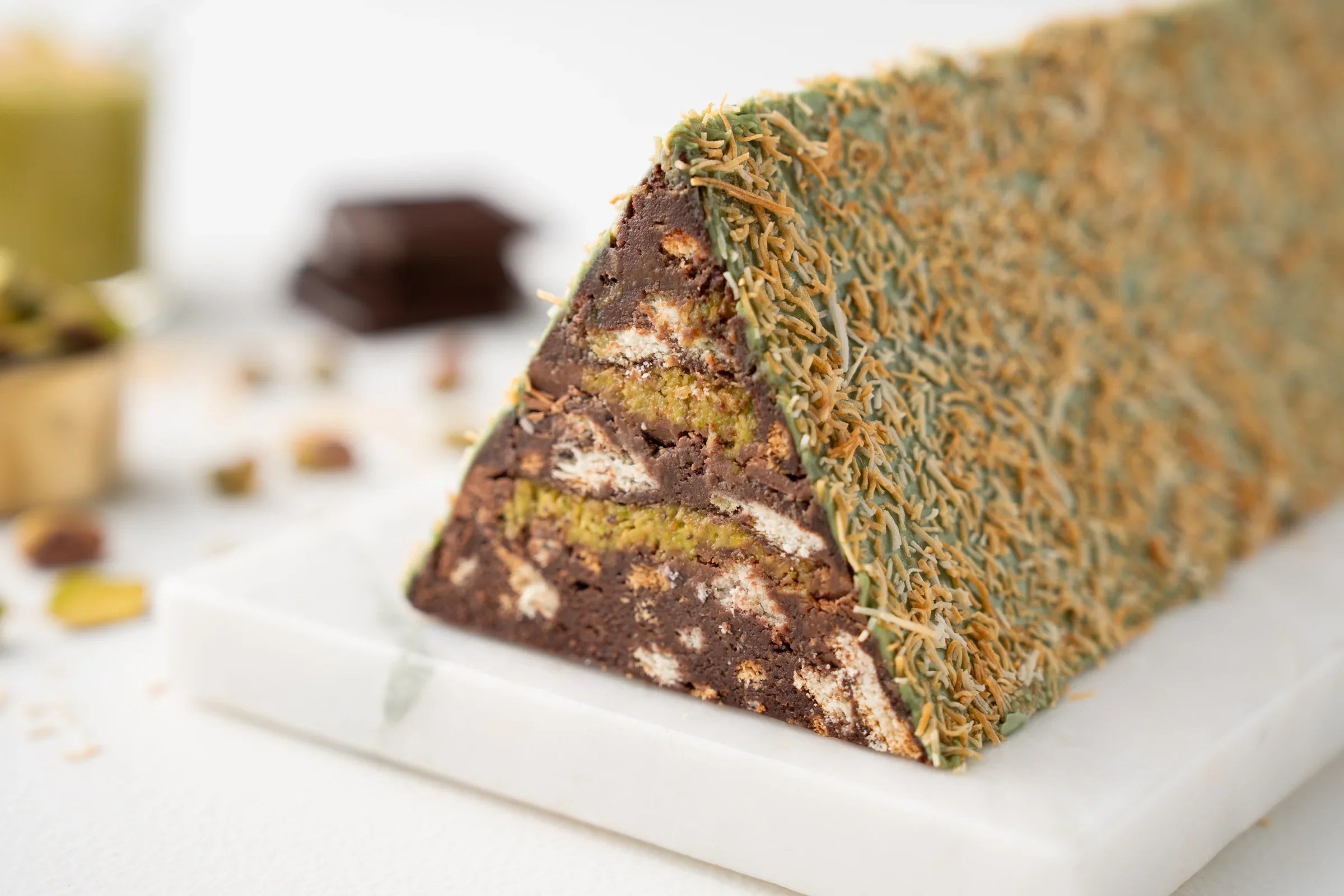 Dubai Chocolate Mosaic Cake